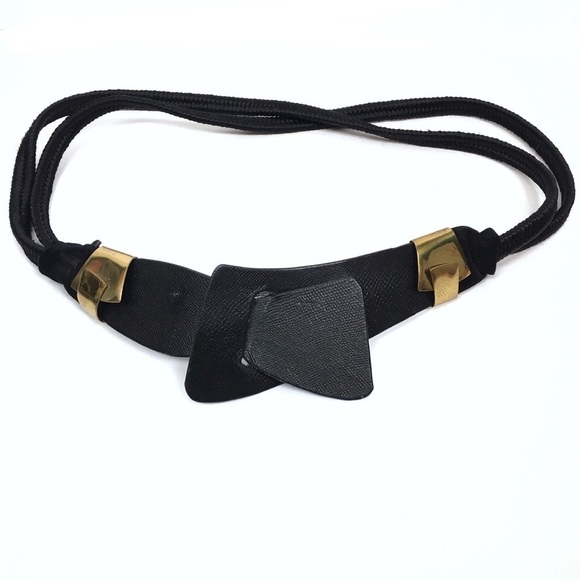 VINTAGE Leather Shop Belt Woven Cord 80s Vogue Avant-garde High Fashion Large main image 10